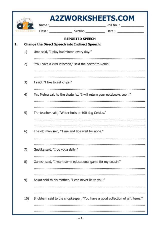A2ZWorksheets:English-Grammar-Introduction To Reported Speech-03