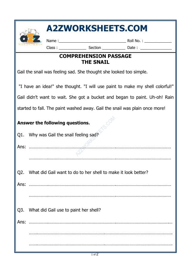 A2ZWorksheets:English-Reading-Comprehension Passage-40