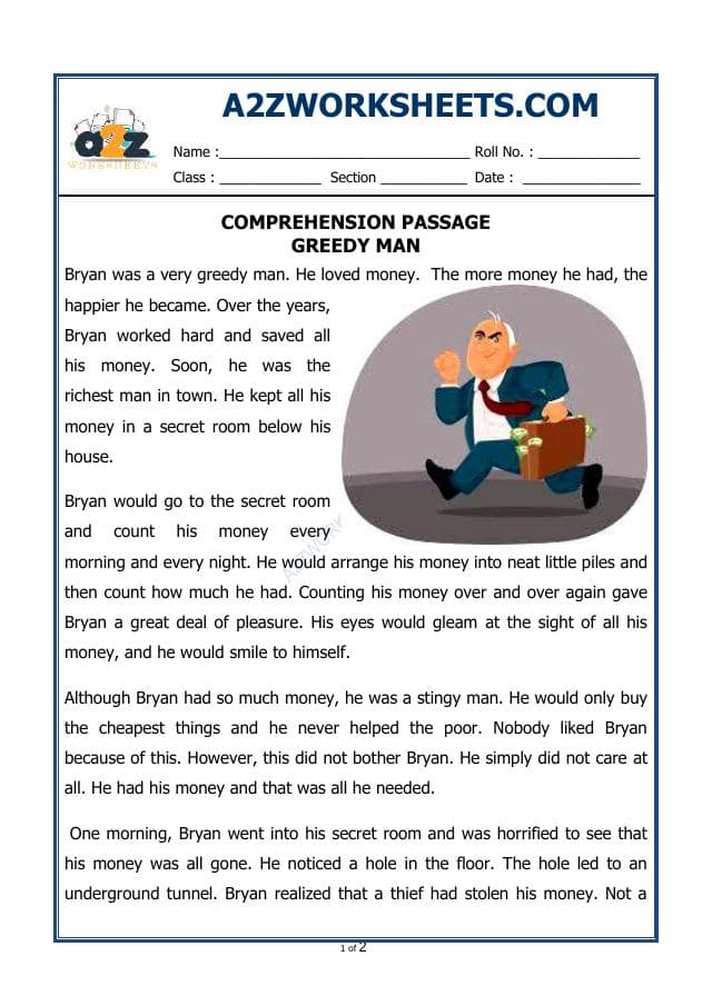 A2ZWorksheets:English-Reading-Comprehension Passage-43