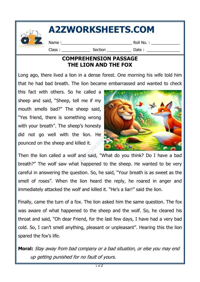 A2ZWorksheets:English-Reading-Comprehension Passage-44