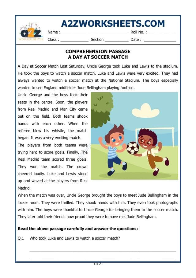 A2ZWorksheets:English-Reading-Comprehension Passage-33