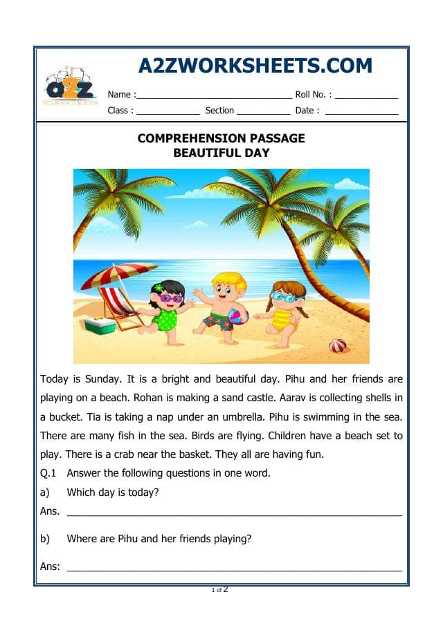 A2ZWorksheets:English-Reading-Comprehension Passage-42
