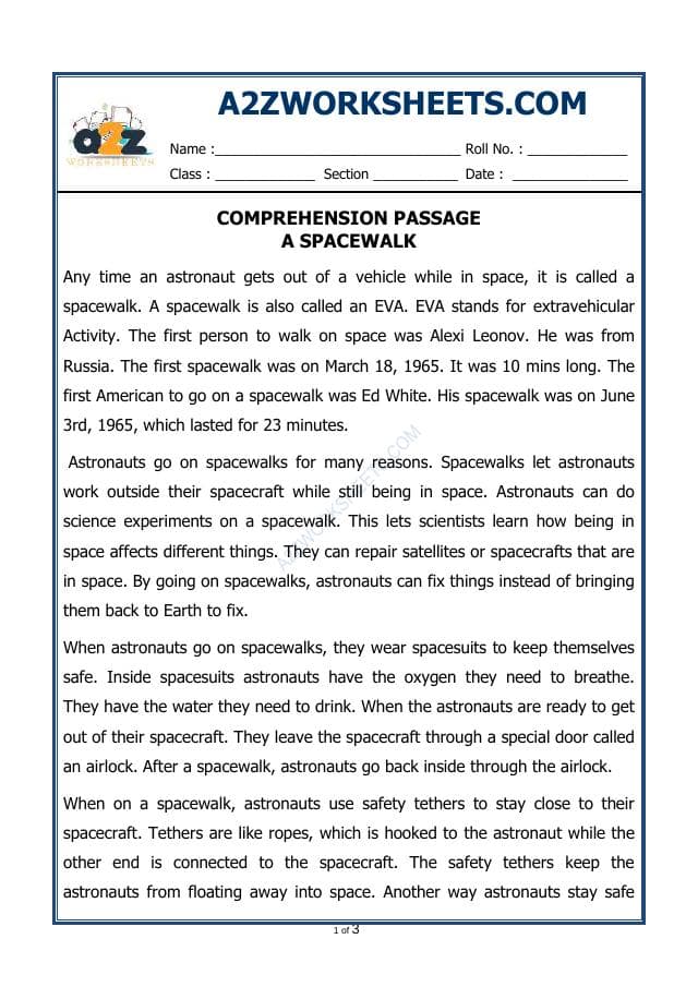 A2ZWorksheets:English-Reading-Comprehension Passage-49