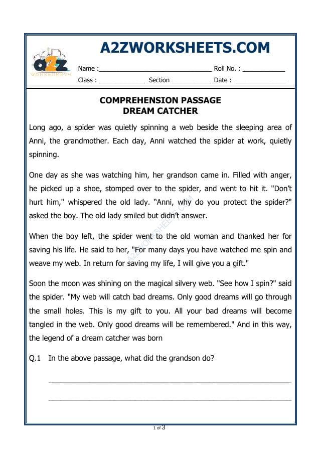 A2ZWorksheets:English-Reading-Comprehension Passage-52