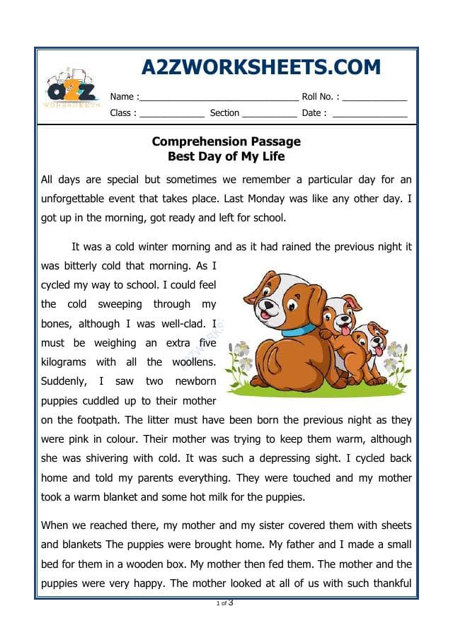A2ZWorksheets:English-Reading-Comprehension Passage-38