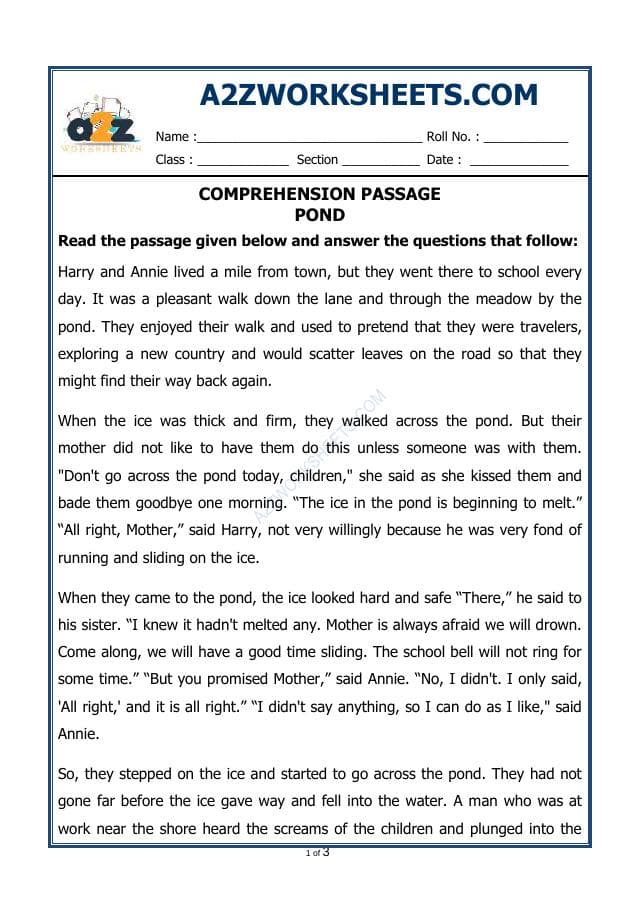 A2ZWorksheets:English-Reading-Comprehension Passage-41