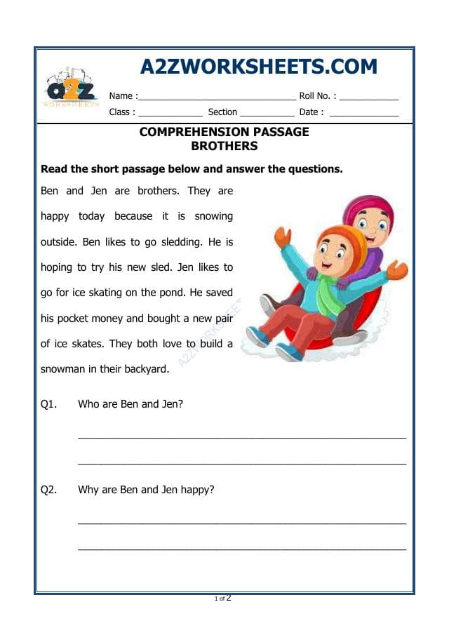 A2ZWorksheets:English-Reading-Comprehension Passage-58