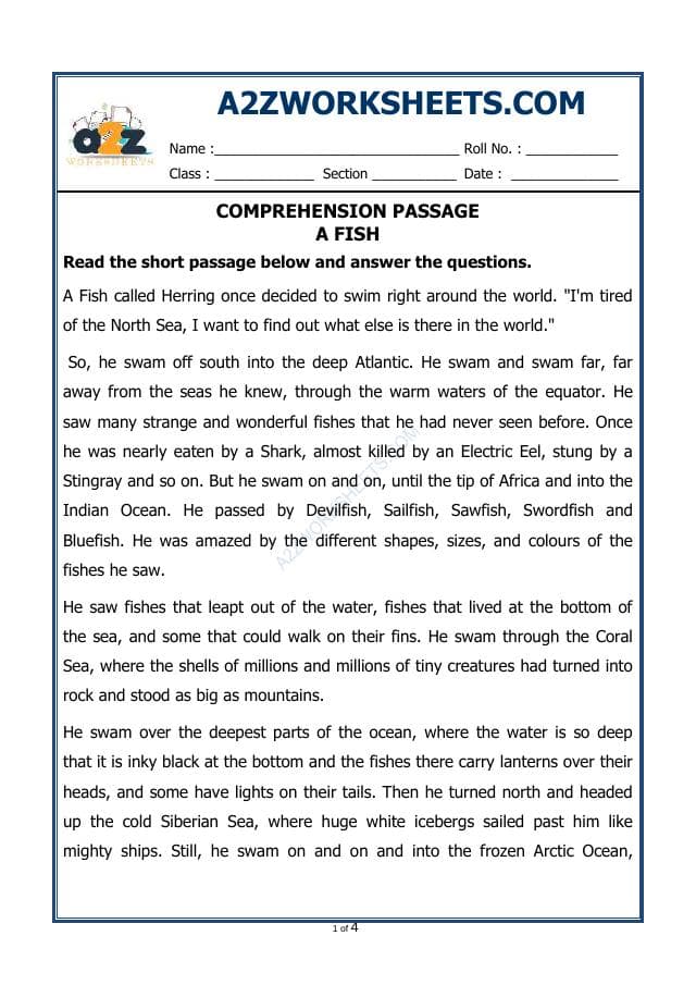 A2ZWorksheets:English-Reading-Comprehension Passage-42