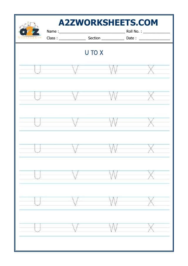 English Alphabet U to X