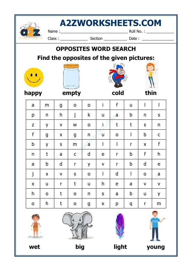 A2ZWorksheets:English-Grammar-Opposite Word-11
