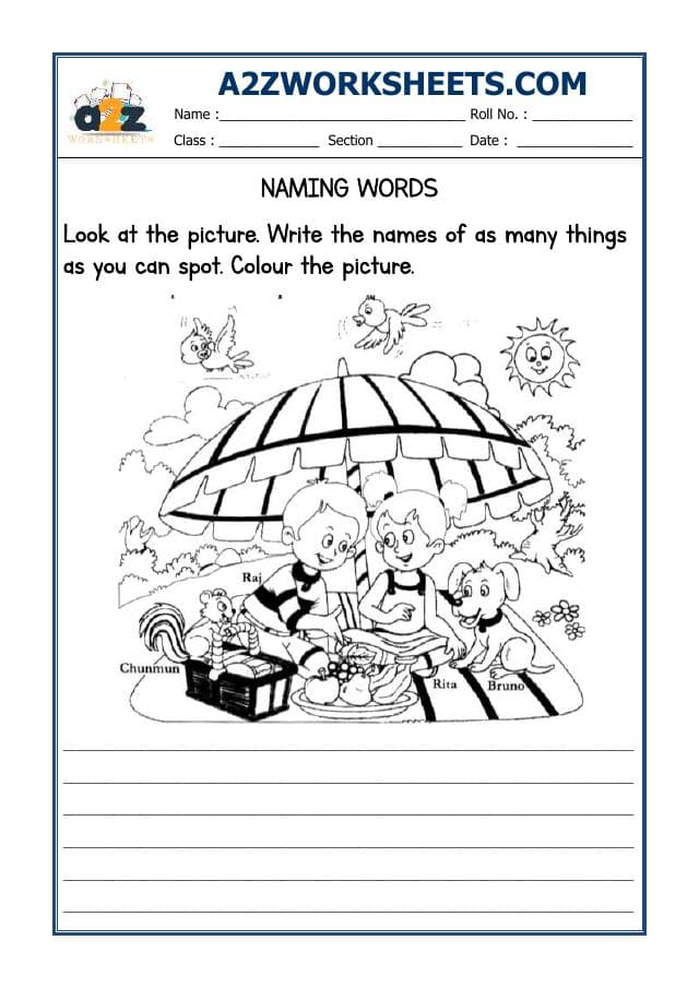 A2ZWorksheets:English-Grammar-Naming Word-02