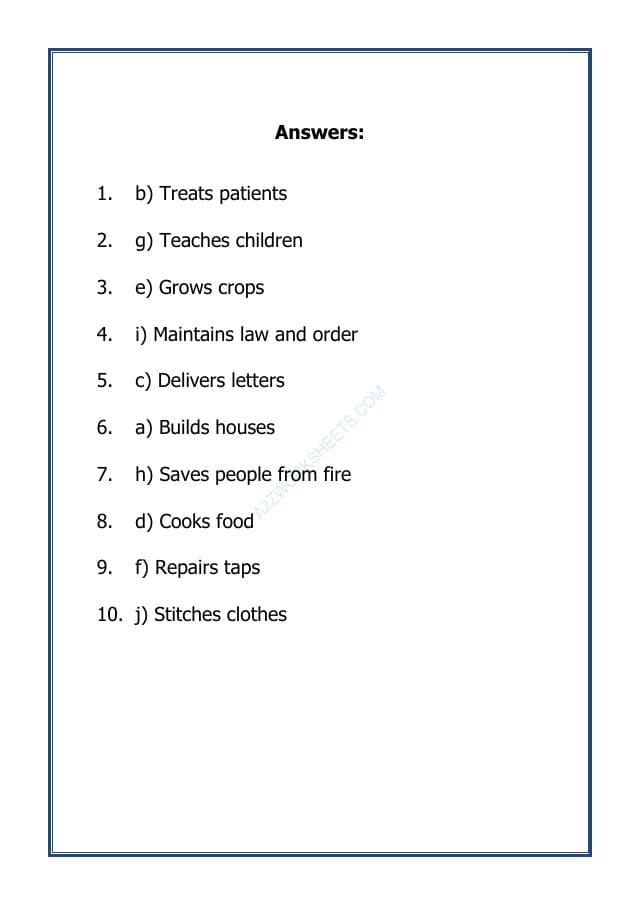 A2ZWorksheets:Science-Humans-Match the following Helping Hands in Community