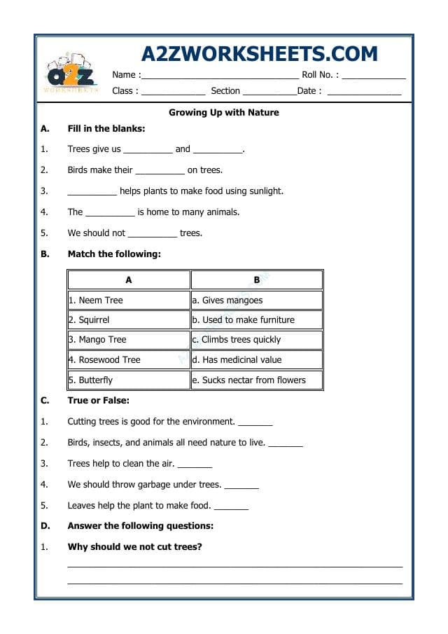 A2ZWorksheets:Science-Plants and Living Organisms-Growing Up with Nature