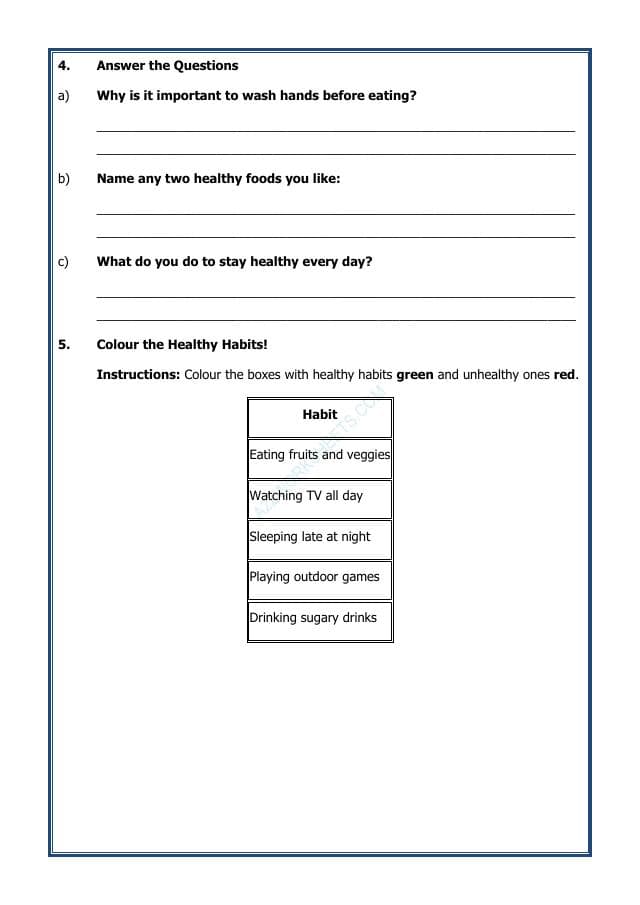 A2ZWorksheets:Science-Humans-Health and Wellbeing