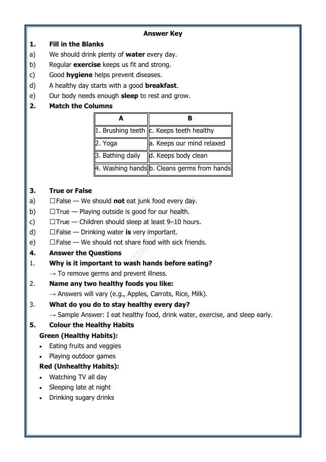 A2ZWorksheets:Science-Humans-Health and Wellbeing