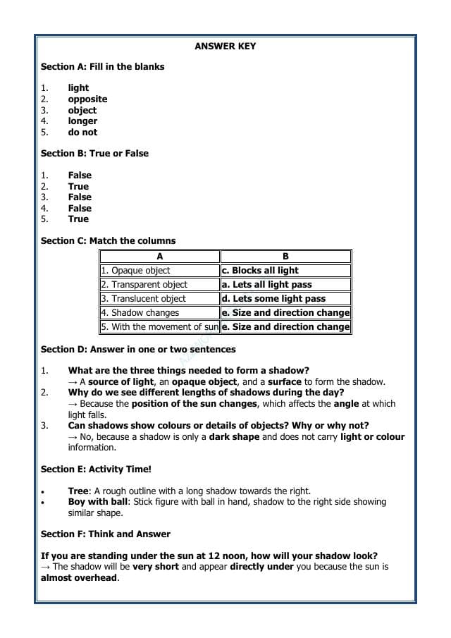 A2ZWorksheets:Science-Light,Shadows And Reflection-Shadows - Our Sky