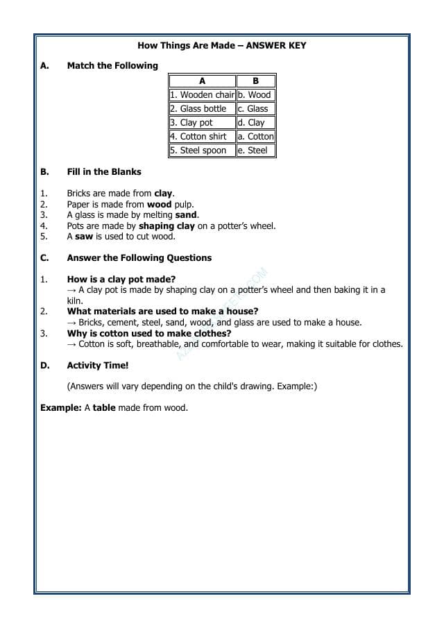 A2ZWorksheets:Science-Environment And Our Surroundings-How Things Are Made