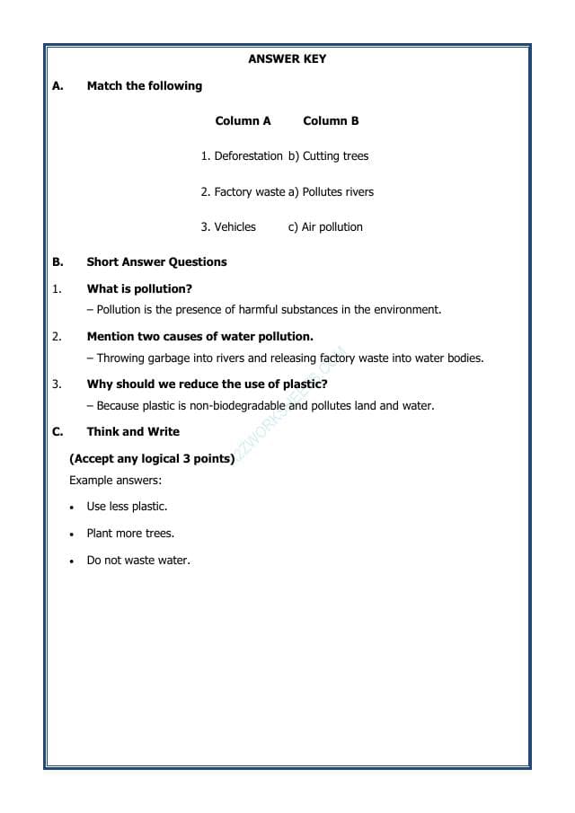 A2ZWorksheets:Science-Environment And Our Surroundings-Human Activities and Environment