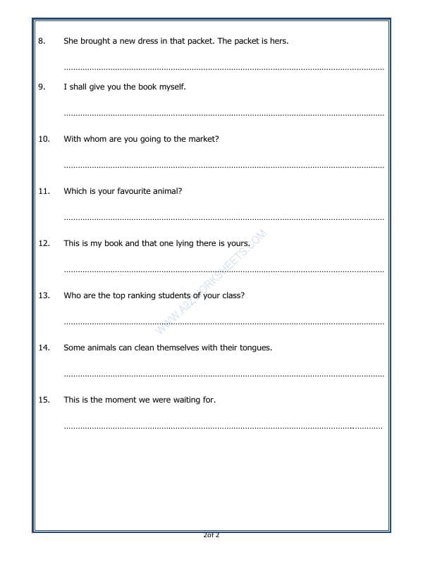 A2ZWorksheets:English-Grammar-Pronouns - 02 (Exercise)