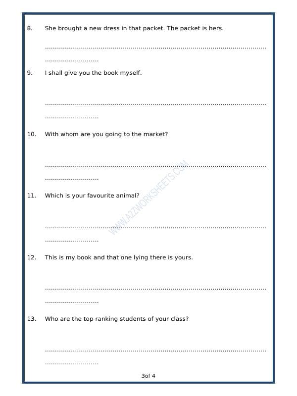 A2ZWorksheets:English-Grammar-Pronouns - 02 (Exercise)