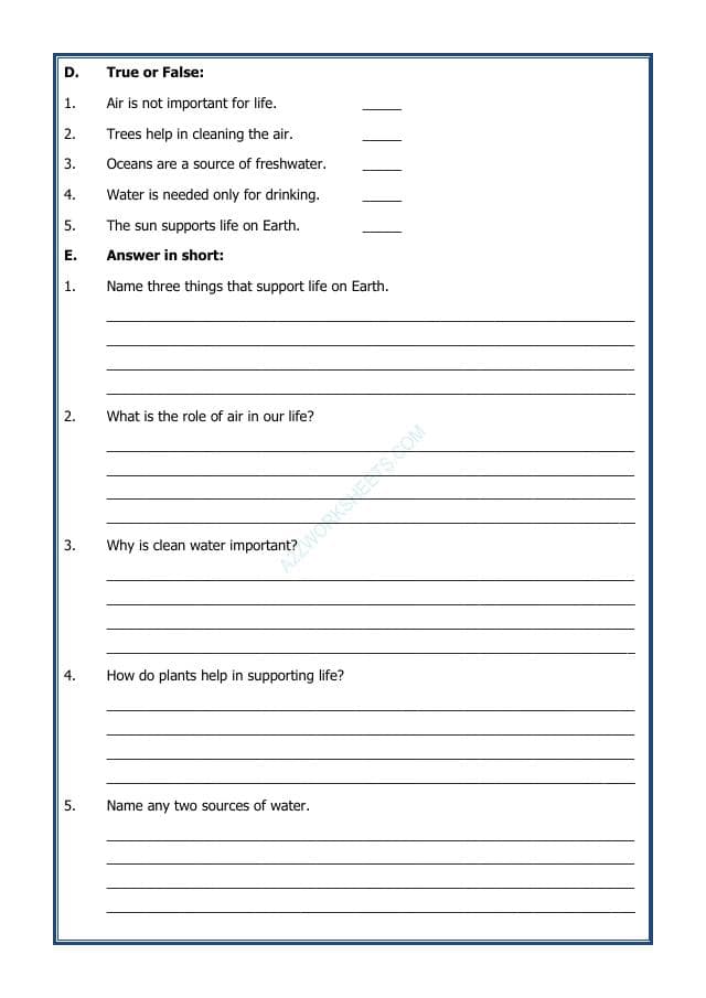A2ZWorksheets:Science-Environment And Our Surroundings-Our Life Supports