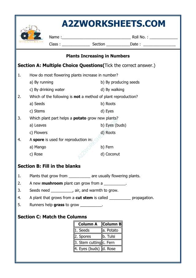 A2ZWorksheets:Science-Plants and Living Organisms-Plants Increasing in Numbers