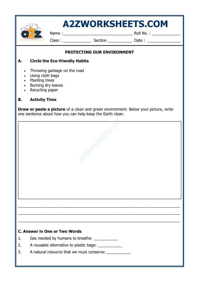 A2ZWorksheets:Science-Environment And Our Surroundings-Protecting Our Environment