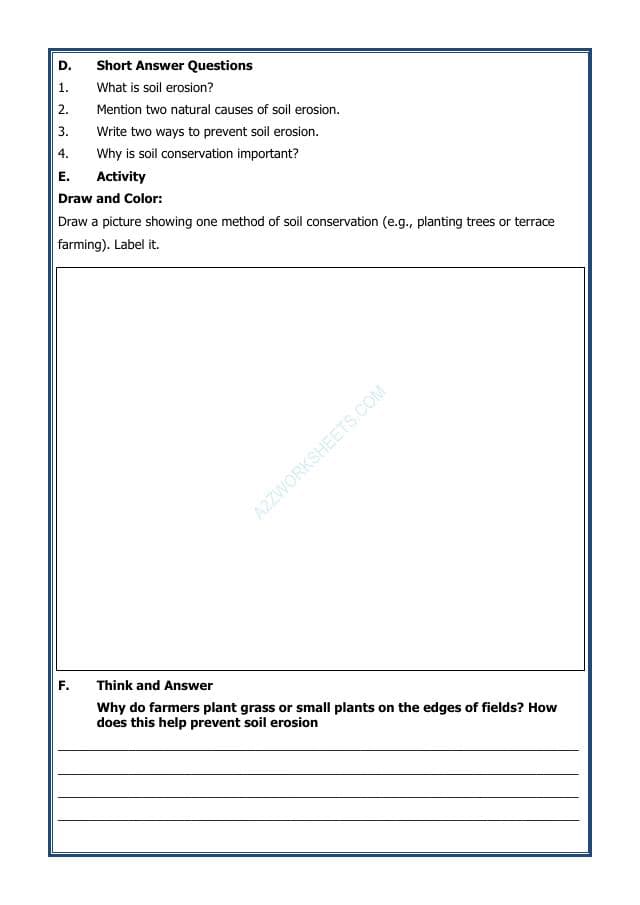 A2ZWorksheets:Science-Environment And Our Surroundings-Soil Erosion and Conservation