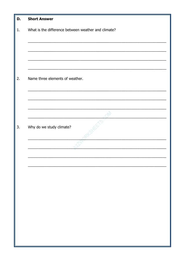 A2ZWorksheets:Science-Environment And Our Surroundings-Weather and Climate