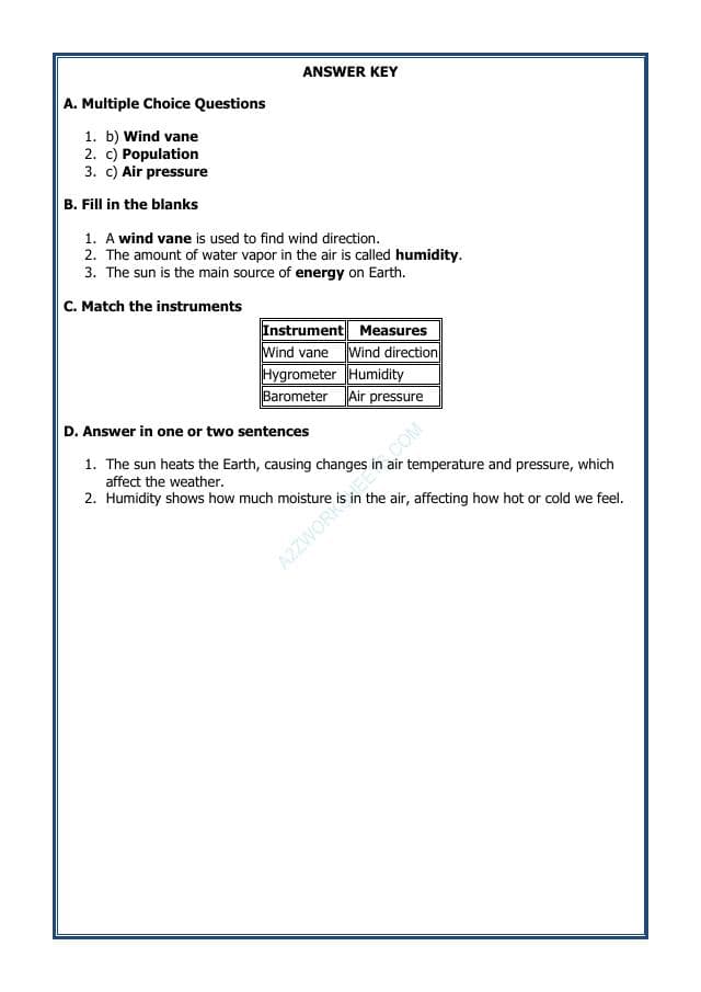A2ZWorksheets:Science-Environment And Our Surroundings-Tools and Effects of Weather