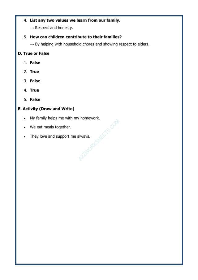 A2ZWorksheets:Science-Humans-Family and Community