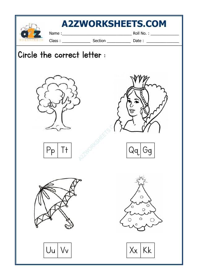 A2ZWorksheets:English-Alphabets-Circle the Correct Letter-06