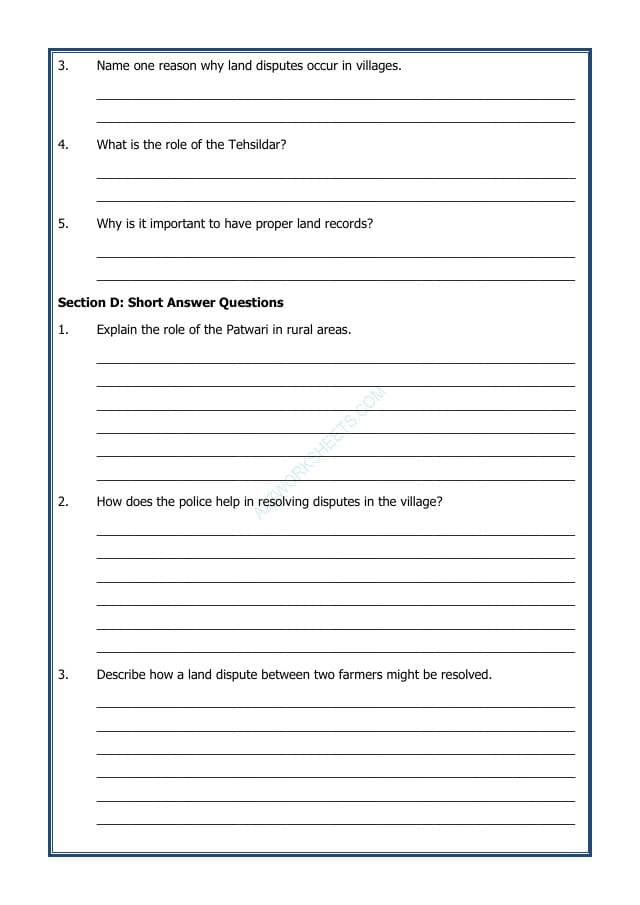 A2ZWorksheets:General Awareness-India and Its Neighbouring Countries-Grassroot Democracy - Rural Administration