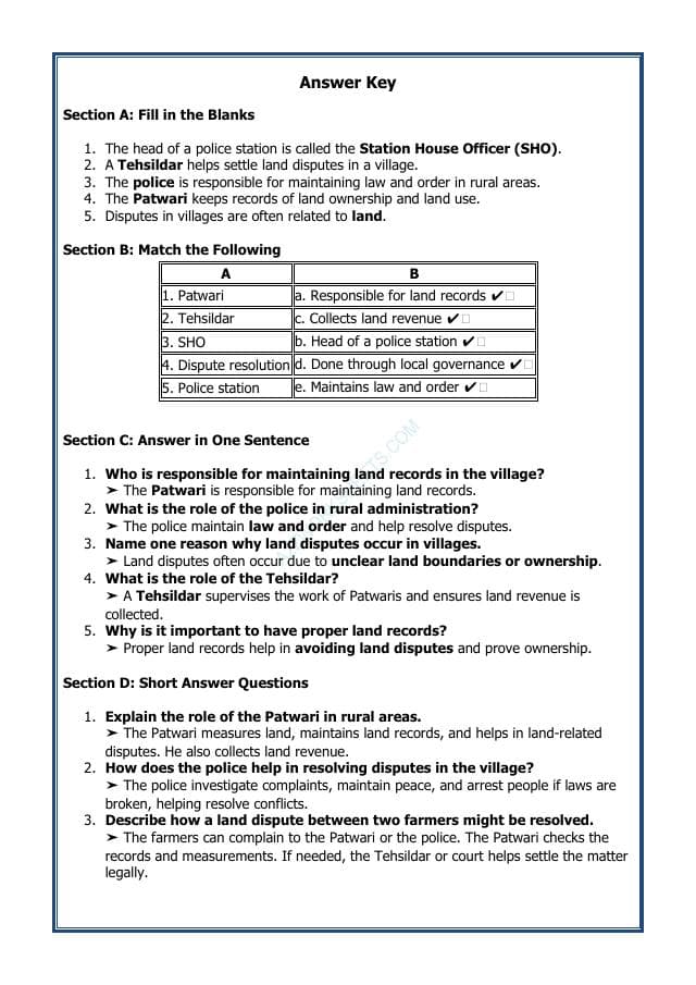 A2ZWorksheets:General Awareness-India and Its Neighbouring Countries-Grassroot Democracy - Rural Administration