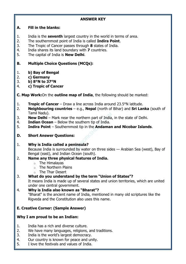 A2ZWorksheets:General Awareness-India and Its Neighbouring Countries-India that is Bharat-02