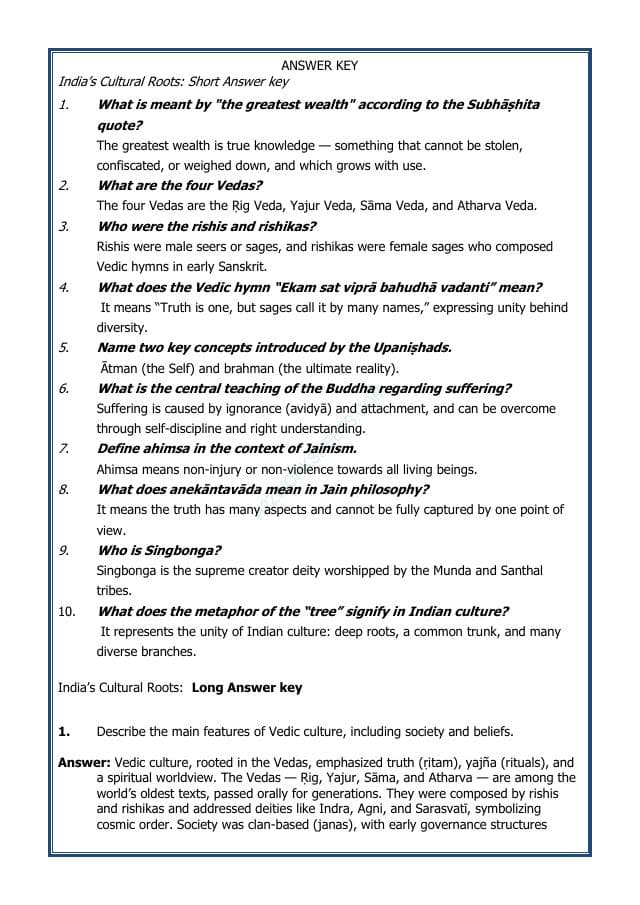 A2ZWorksheets:General Awareness-India and Its Neighbouring Countries-India's Cultural Roots