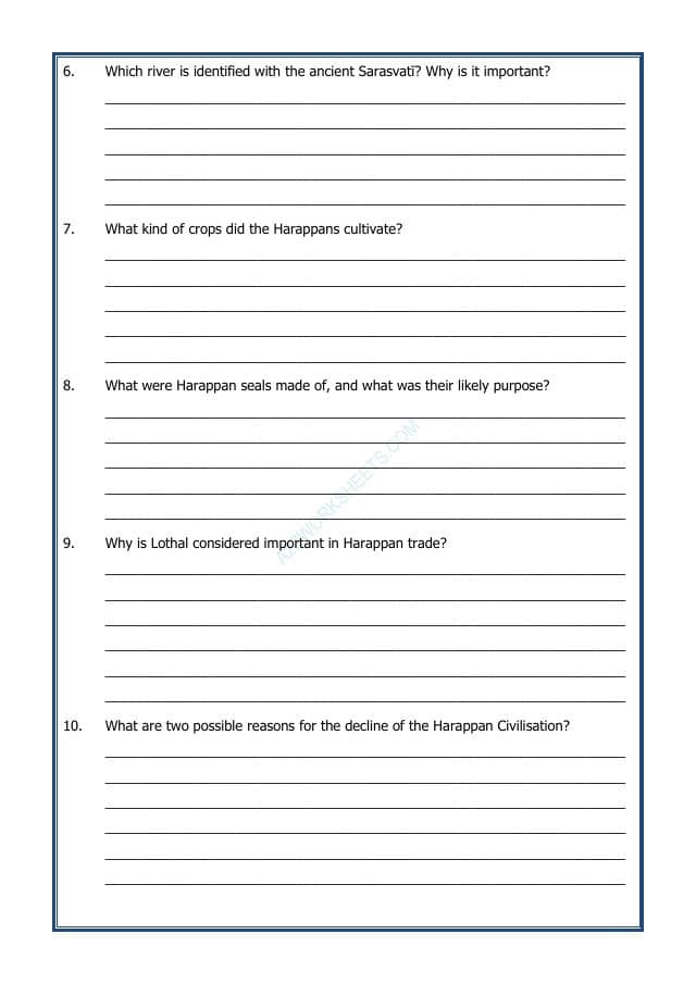 A2ZWorksheets:General Awareness-India and Its Neighbouring Countries-The Beginnings of Indian Civilisation
