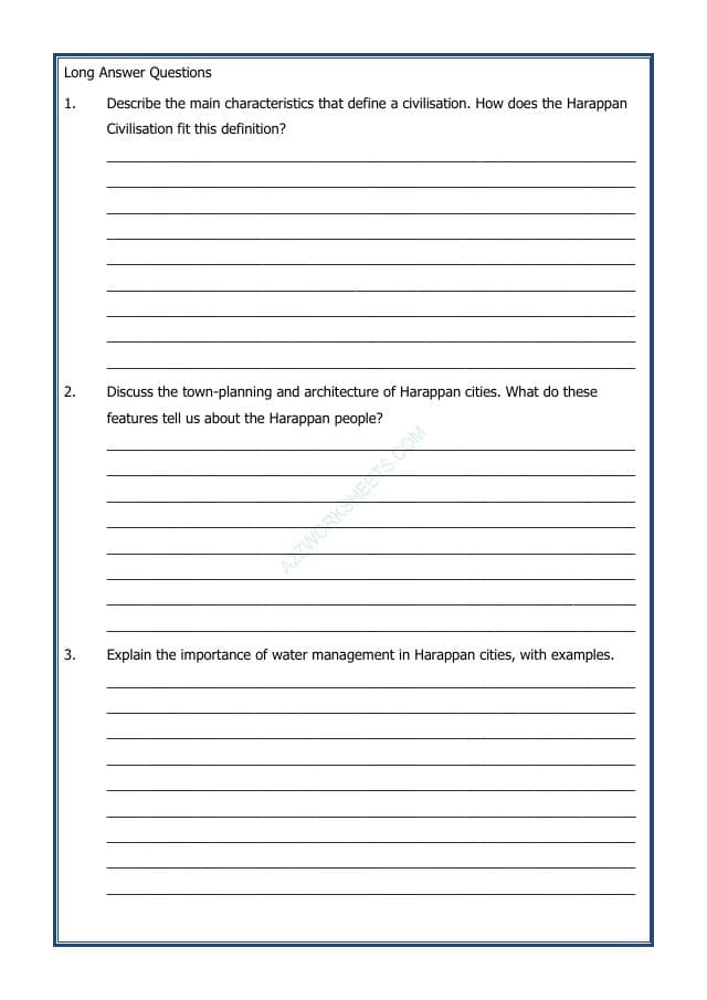 A2ZWorksheets:General Awareness-India and Its Neighbouring Countries-The Beginnings of Indian Civilisation