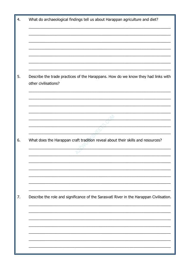 A2ZWorksheets:General Awareness-India and Its Neighbouring Countries-The Beginnings of Indian Civilisation
