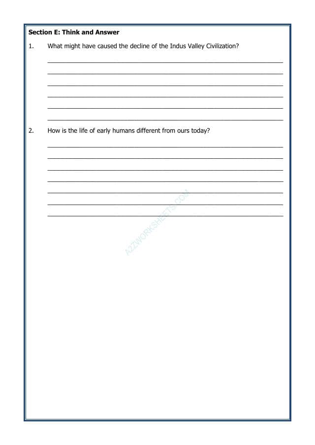 A2ZWorksheets:General Awareness-India and Its Neighbouring Countries-The Beginnings of Indian Civilisation-02