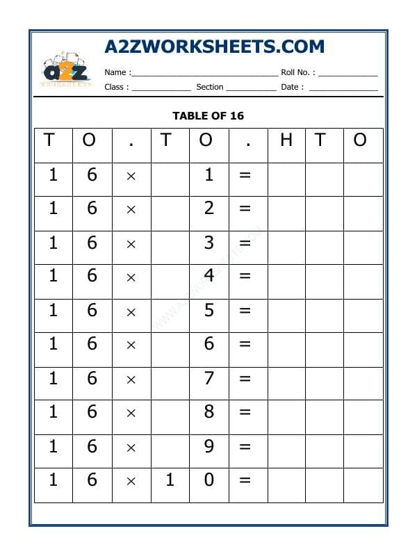 Table Of Sixteen