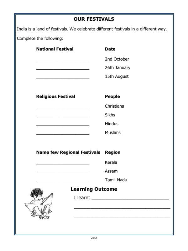 A2ZWorksheets:General Awareness-Our Festivals-Festivals