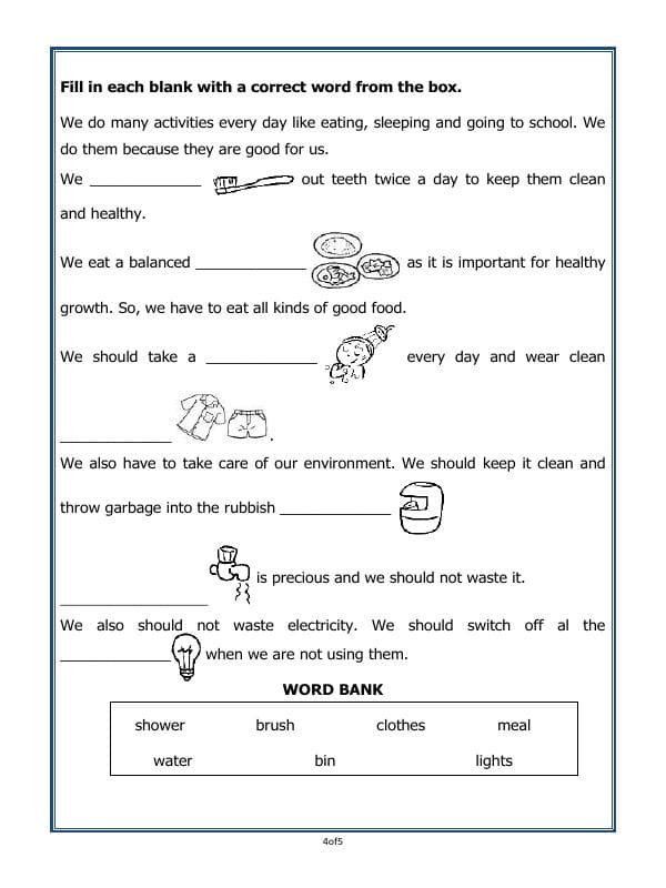 A2ZWorksheets:General Awareness-Habits and Hygiene-Good Habits