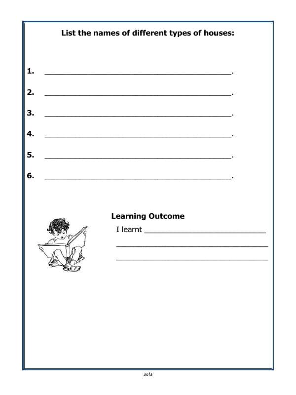 A2ZWorksheets:General Awareness-My Home and Places in Our Neighbourhood-House