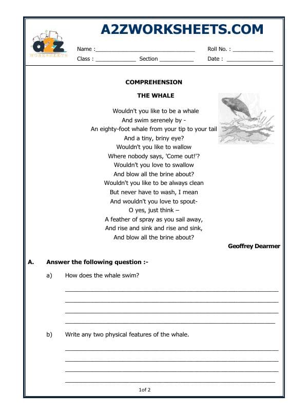 A2ZWorksheets:English-Reading-Comprehension Passage-03