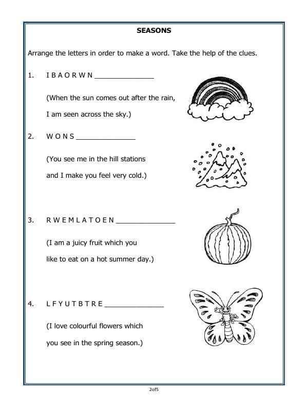 A2ZWorksheets:General Awareness-Weather and Seasons-Seasons