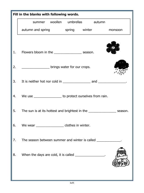 A2ZWorksheets:General Awareness-Weather and Seasons-Seasons