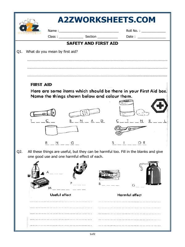 A2ZWorksheets:General Awareness-Safety-Safety And First Aid