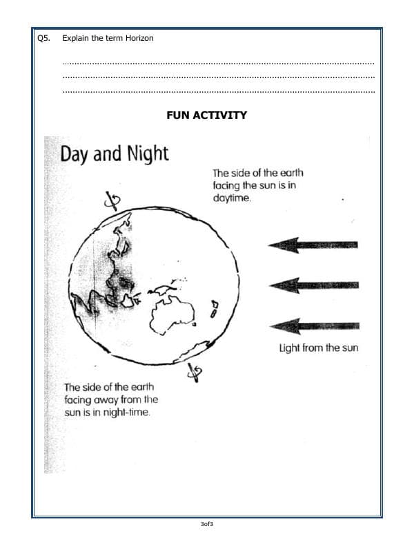 A2ZWorksheets:General Awareness-Solar System and Our Universe-The Movements Of The Earth