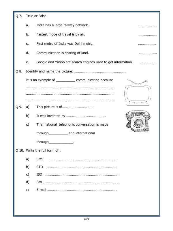 A2ZWorksheets:General Awareness-Transportation and Communication-Transportation And Communication